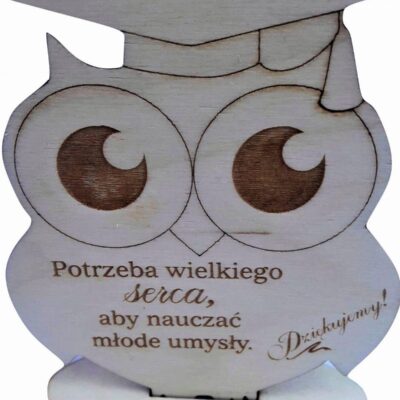 Prezent na Dzień Nauczyciela - sowa zakładka do książki z grawerem