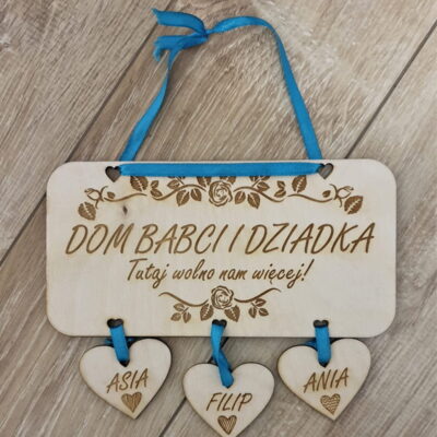 Zawieszka na drzwi drewniana - na Dzień Babci i Dziadka