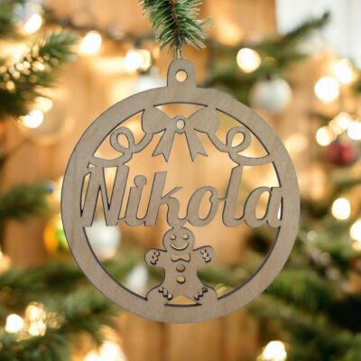 Bombka CIASTEK  personalizowana z imieniem - drewniana, wycinana laserowo 🎄