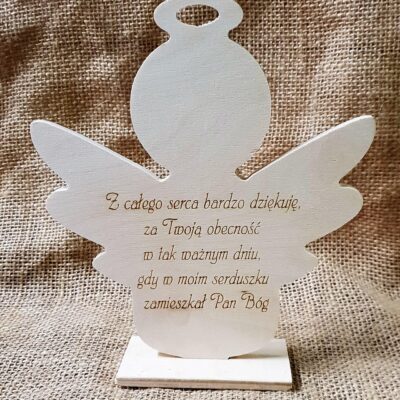 Aniołek pamiątka na komunię - personalizowana - obrazek 2