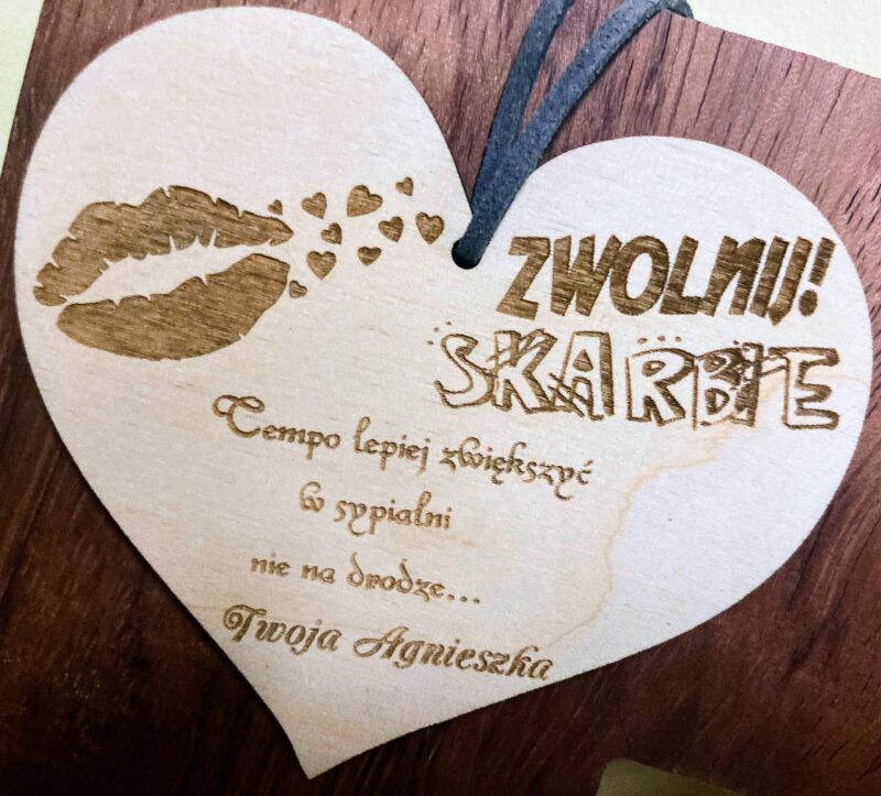 Zawieszka do samochodu - serce - Skarbie zwolnij