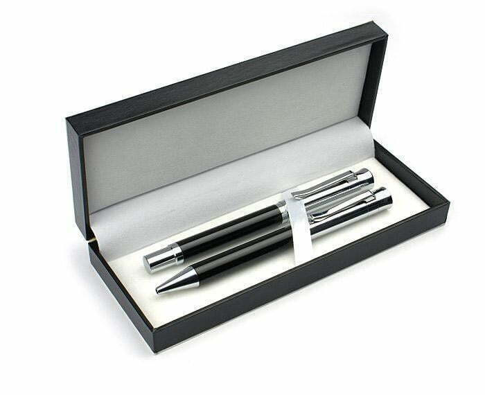 Elegancki zestaw piśmienniczy z etui - długopis + pióro kulkowe - biały kolor - personalizacja