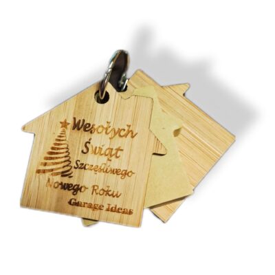 Brelok bambusowy MEMO z karteczkami - personalizowany beżowy - obrazek 4