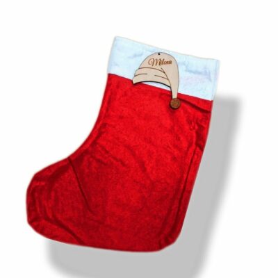 Skarpeta świąteczna w zestawie czapeczką - personalizowana