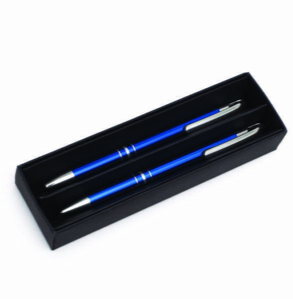 Zestaw piśmienniczy długopis i ołówek - personalizowany kolor niebieski