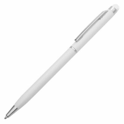 Długopis Touch Tip aluminiowy biały - z grawerem