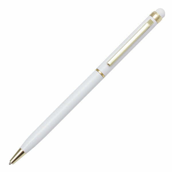 Długopis Touch Tip aluminiowy Gold biały z grawerem
