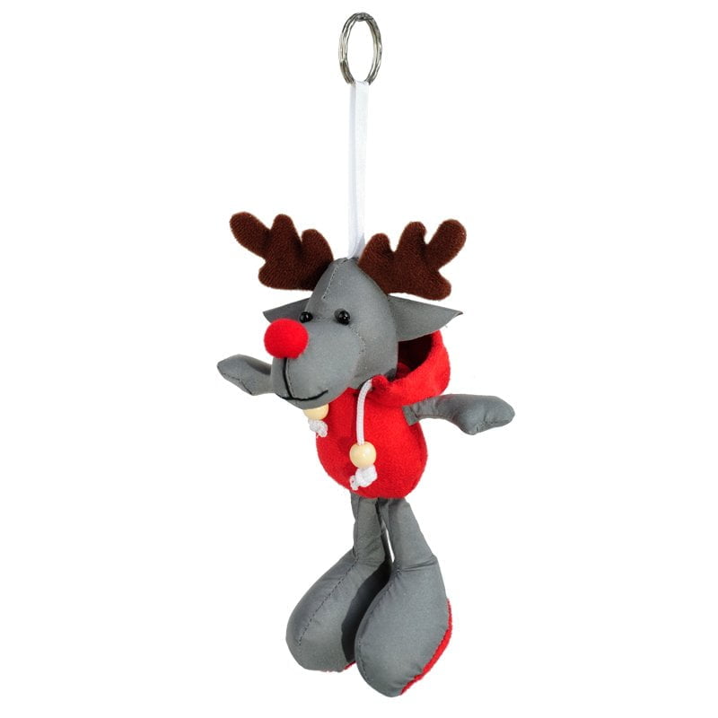 Brelok odblaskowy Reindeer - szary/czerwony