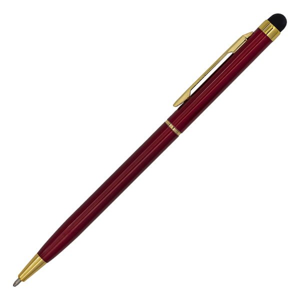 Długopis aluminiowy Touch Tip Gold - bordowy z grawerem