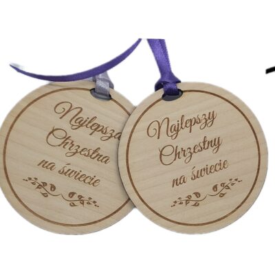 Medal dla Chrzestnych 2 szt. kpl podziękowanie, upominek - obrazek 2