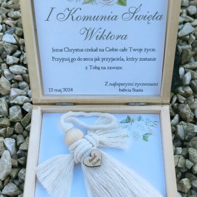 Pamiątka Pierwszej Komunii Świętej szkatułka /koperta   -  Anioł Stróż - obrazek 3