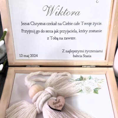 Pamiątka Pierwszej Komunii Świętej szkatułka /koperta   -  Anioł Stróż - obrazek 5