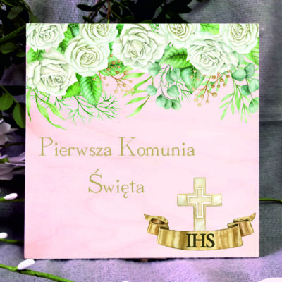 Pamiątka Pierwszej Komunii Świętej szkatułka /koperta   -  Anioł Stróż