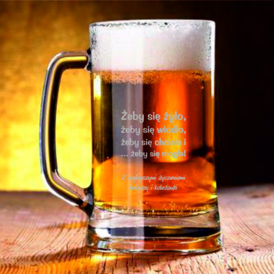 Kufel szklany do piwa 500 ml z dwustronnym grawerem personalizowany – idealny prezent urodzinowy 🎉🍻 - obrazek 2