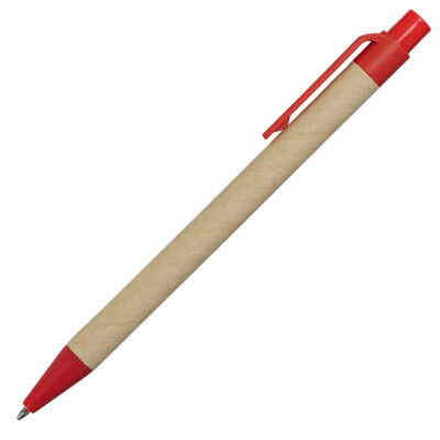 Notes Kraft z długopisem, czerwony/beżowy - obrazek 4