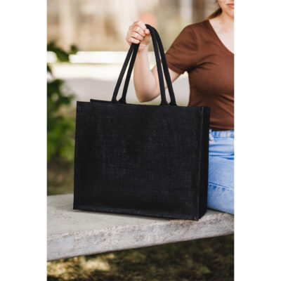 Torba na zakupy z juty Nice Shopper, czarny - obrazek 4