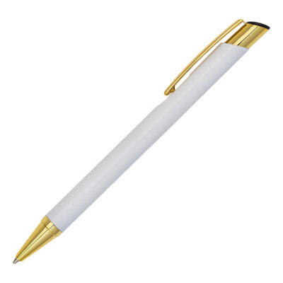Długopis aluminiowy Lindi, biały/złoty - obrazek 2