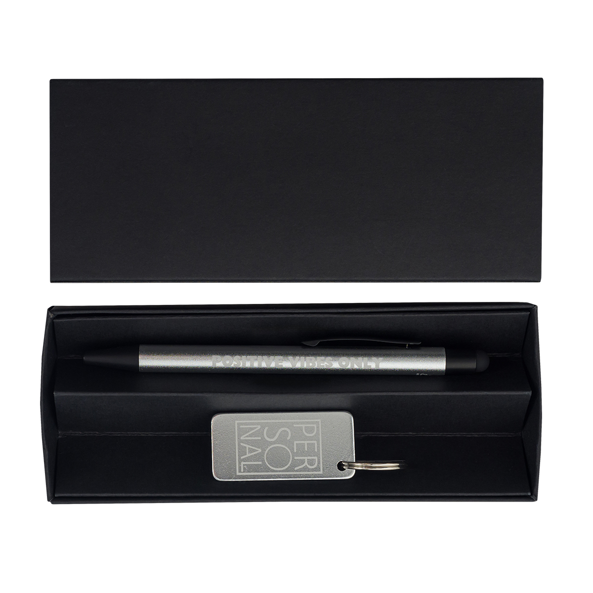 Zestaw upominkowy długopis i brelok Couple, srebrny - obrazek 2